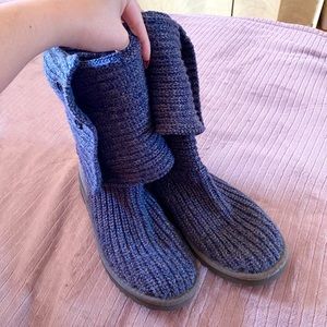 Ugg Classic Cardy Sweater Knit Boot Navy/Gray Size 7